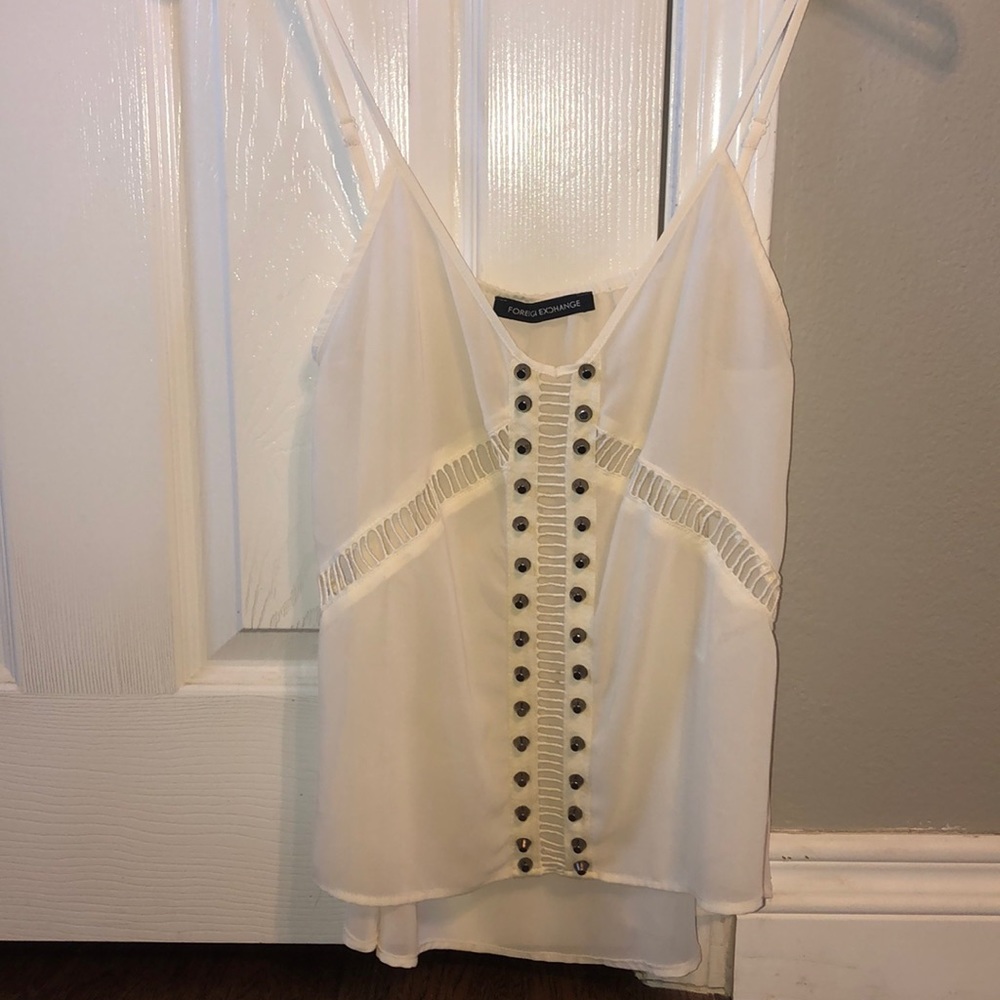 Cream chiffon tank top